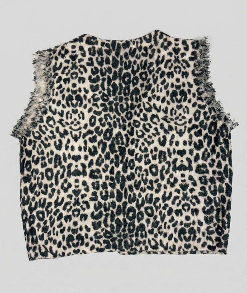 Gilet sans manches léopard Leana arrière fond gris