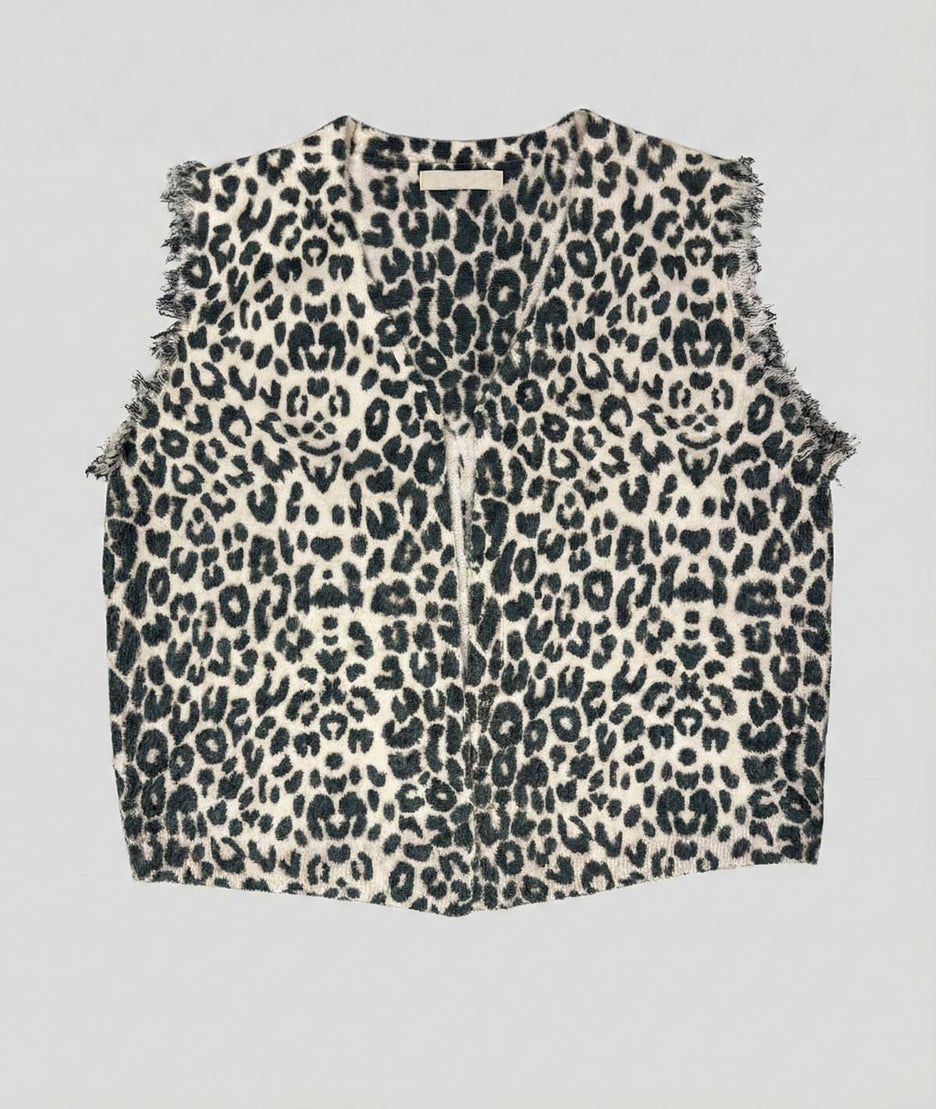 Gilet sans manches léopard Leana avant fond gris