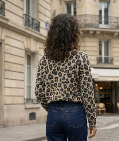 Gilet col V léopard face arrière