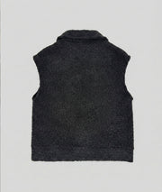 Veste sans manches femme noire en bouclette arrière fond gris