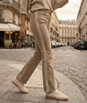 Jean Galon flare beige taille haute marche