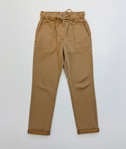 Pantalon beige coupe mom taille élastiquée avant
