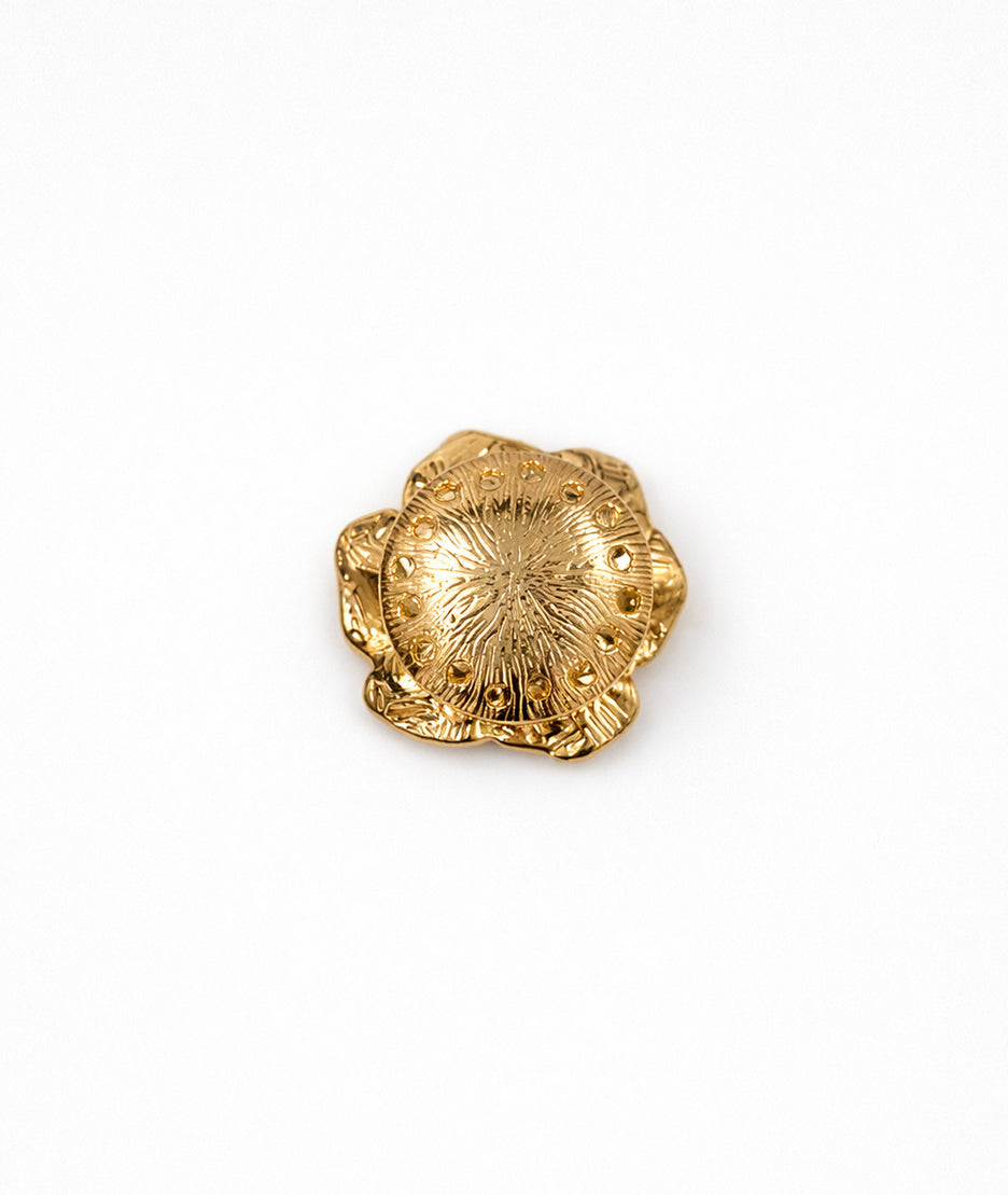 Broche fleur nacrée dorée Flora écru dos