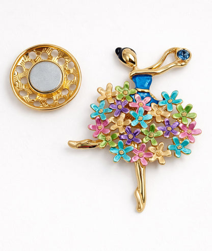 Broche danseuse étoile Bouquet multi face