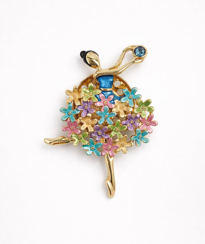 Broche danseuse étoile Bouquet multi face