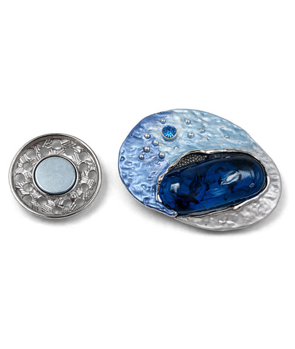 Broche avec pierre bleu Océan face