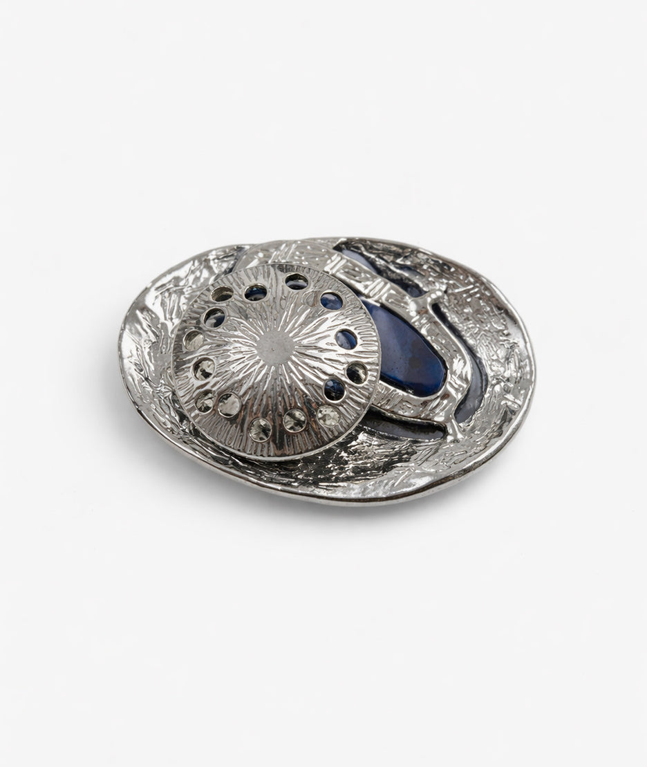 Broche avec pierre bleu Océan dos