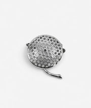 Broche fleur à strass argentée dos
