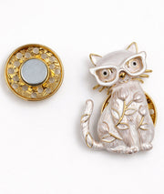 Broche chat à lunettes face
