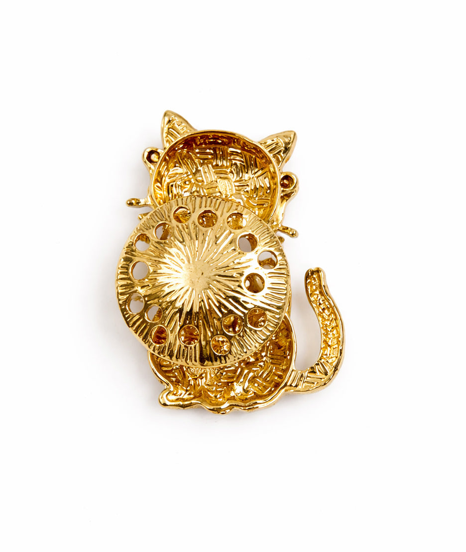 Broche chat à lunettes dos
