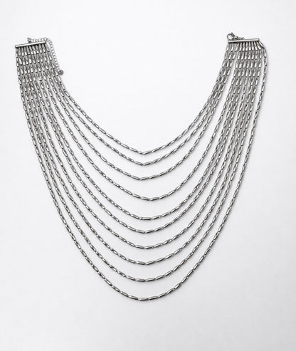 Collier à rangs multiples Charlotte gris face