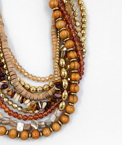 Collier multi-rangs style ethnique Sabri détail