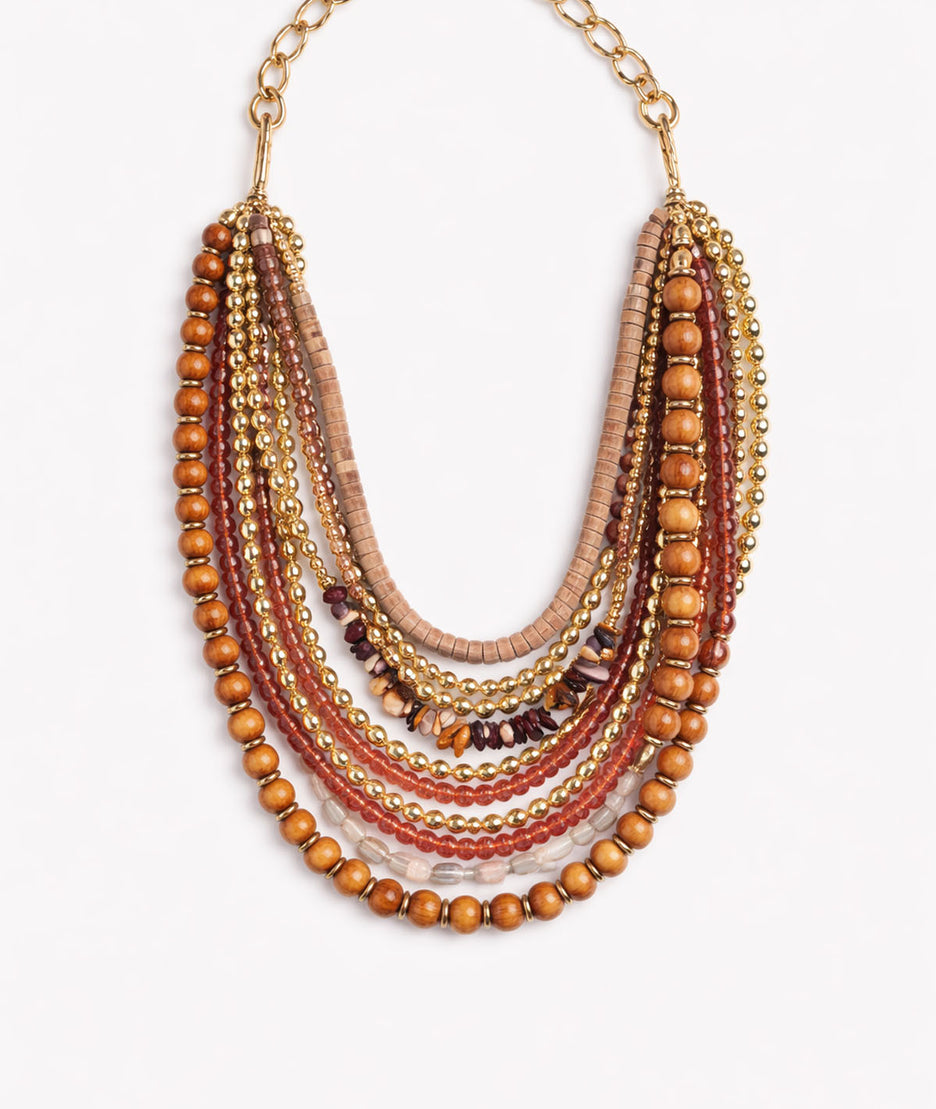 Collier multi-rangs style ethnique Sabri face