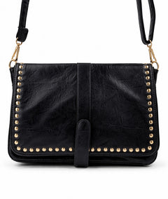 Sac carré effet cuir texturé avec clous Ninon face