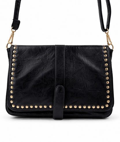 Sac carré effet cuir texturé avec clous Ninon face