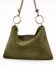 Sac en cuir Debbie vert olive face