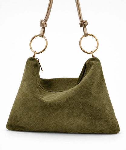 Sac en cuir Debbie vert olive face