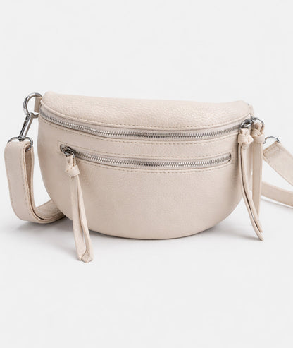 Sac banane à fermeture écru face