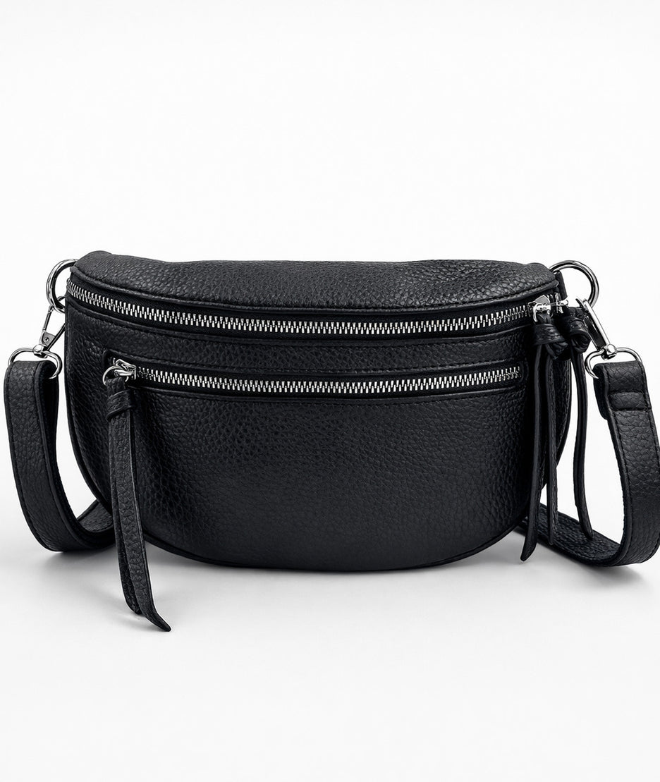 Sac banane à fermeture noir face