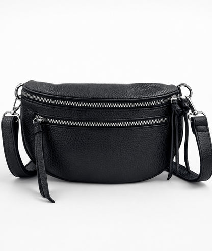 Sac banane à fermeture noir face