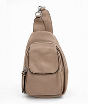 Sac banane en bandoulière Paulie taupe face