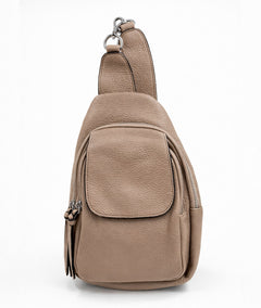 Sac banane en bandoulière Paulie taupe face