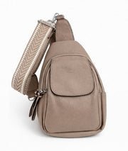 Sac banane en bandoulière Paulie taupe face