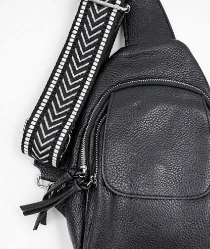 Sac banane en bandoulière Paulie noir détail