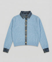 Gilet chemise en jean bleu face avant