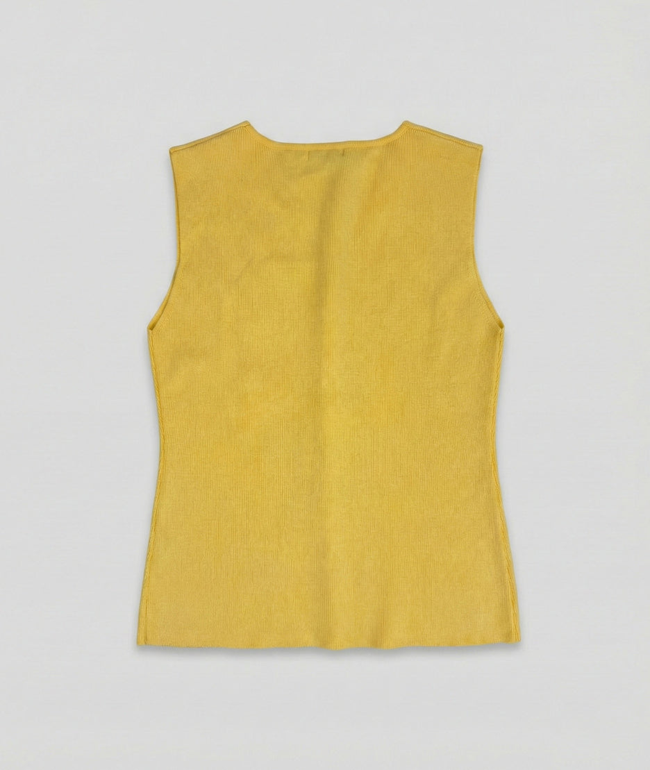 Gilet sans manches boutons dorés Bustia jaune dos