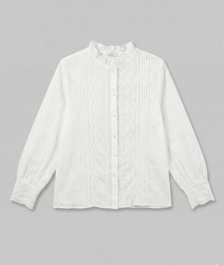 Chemise à broderies anglaises Eva blanc face