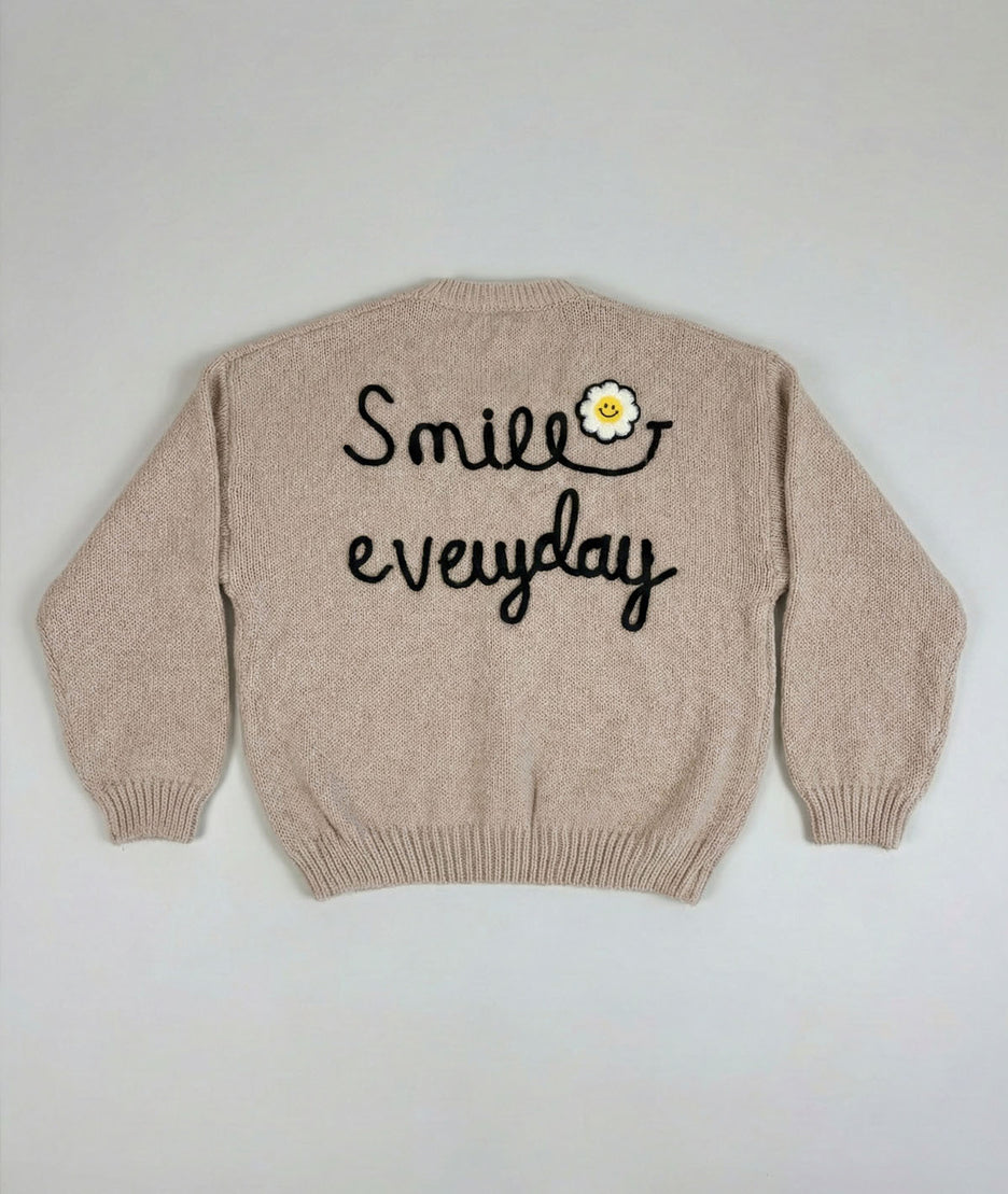 Gilet en maille à broderies Smily beige arrière