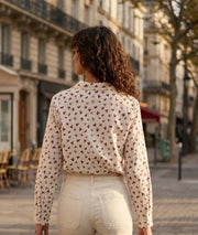 Chemise motif coeurs Evanaelle framboise face arrière