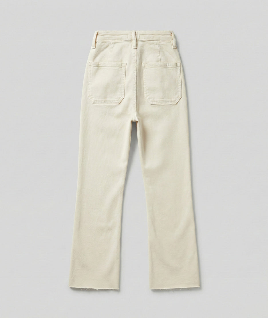 Pantalon flare boutons nacrés Pont arrière