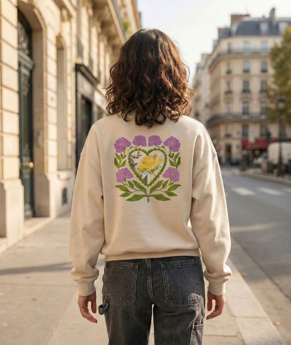 Pull broderie "Joie de vivre" Panthera face arrière
