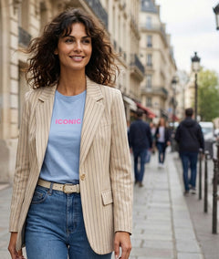 Veste blazer à rayures Elodie beige face avant