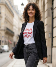 Veste blazer à rayures Elodie noir face avant