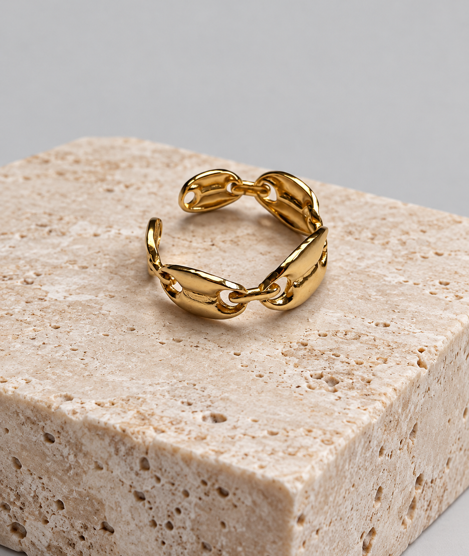 Bague à maillons grains de café Annie dorée