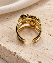 Bague avec pierres Lola dorée et pierres vertes