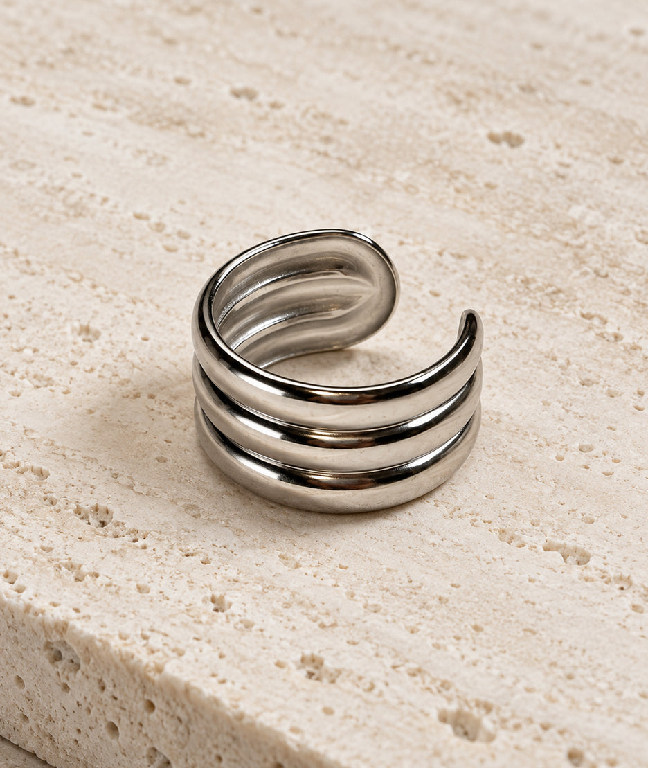 Bague 3 rangs grise Nora finition brillante