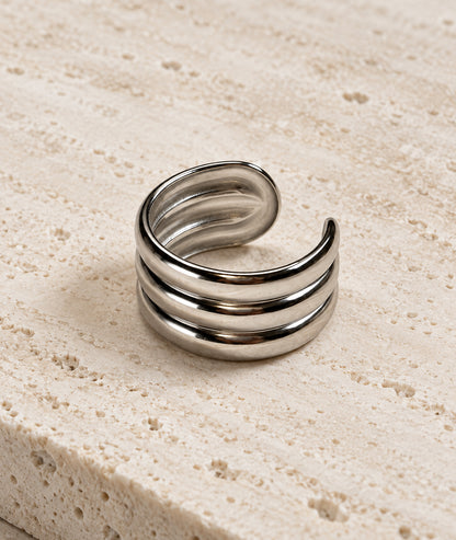 Bague 3 rangs grise Nora finition brillante
