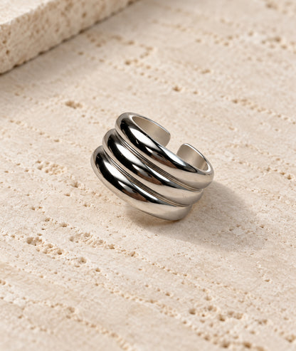 Bague 3 rangs grise Nora finition brillante