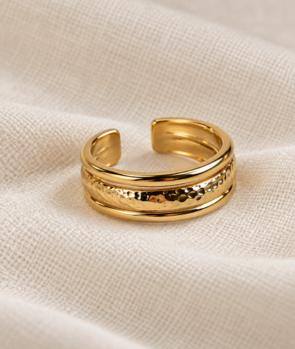 Bague 3 rangs Triple dorée femme