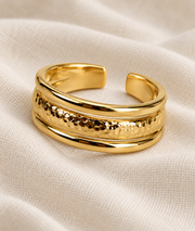 Bague 3 rangs Triple dorée femme