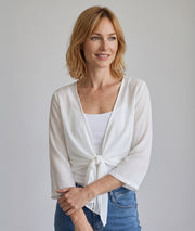 Boléro Vera écru en mousseline transparente face — marque Carnaby