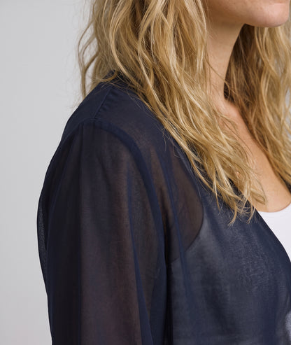 Boléro Vera marine en mousseline transparente détails — marque Carnaby