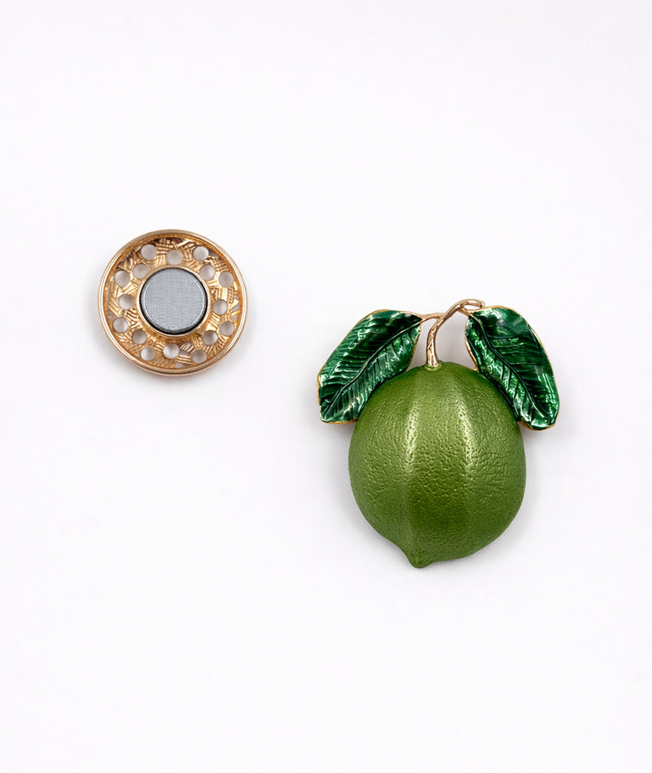 Broche aimantée Citrus vert face