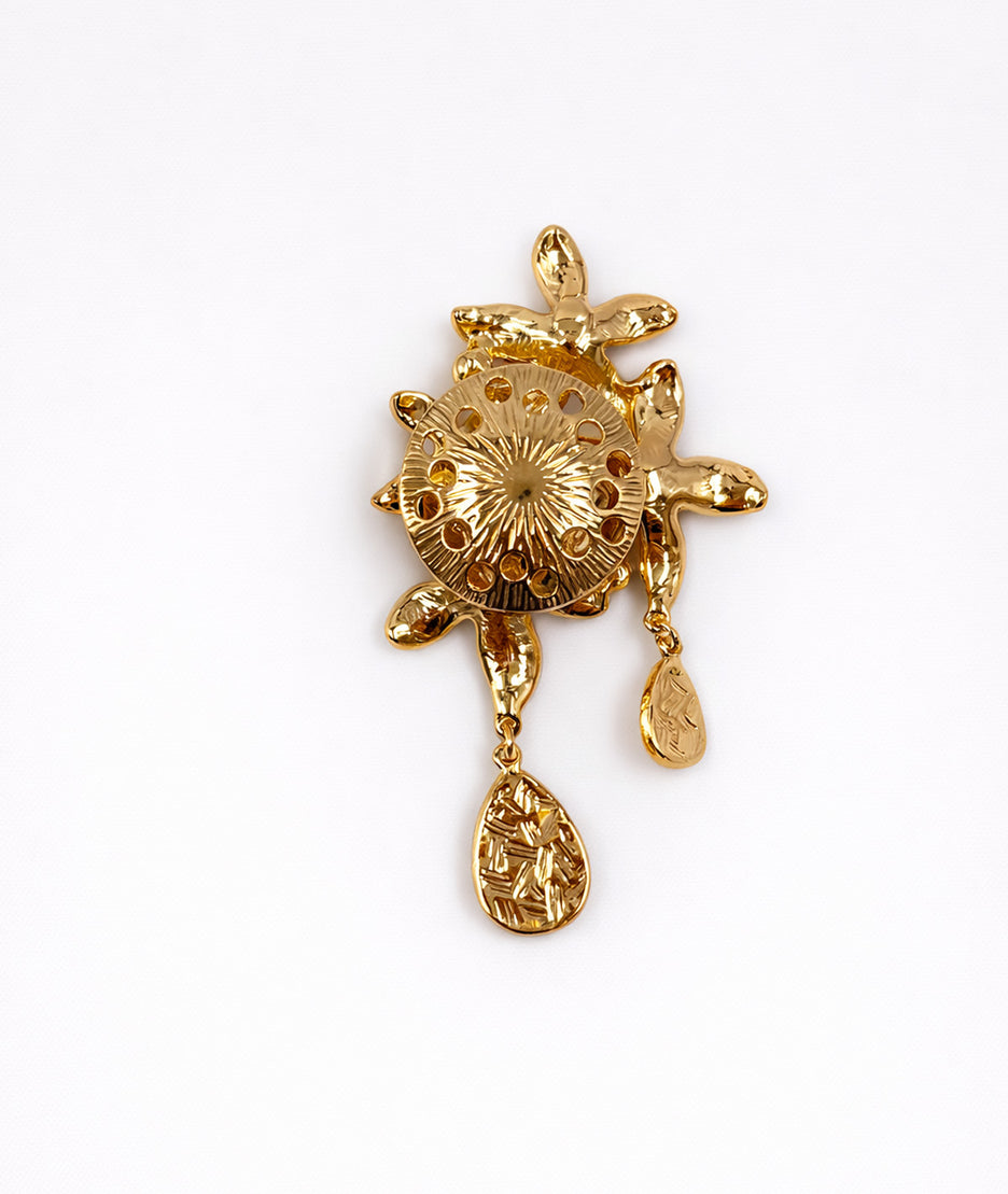 Broche aimantée Fleur beige dos