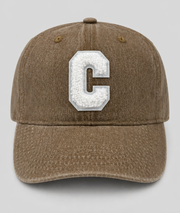Casquette Cloe en jean inscription C taupe face