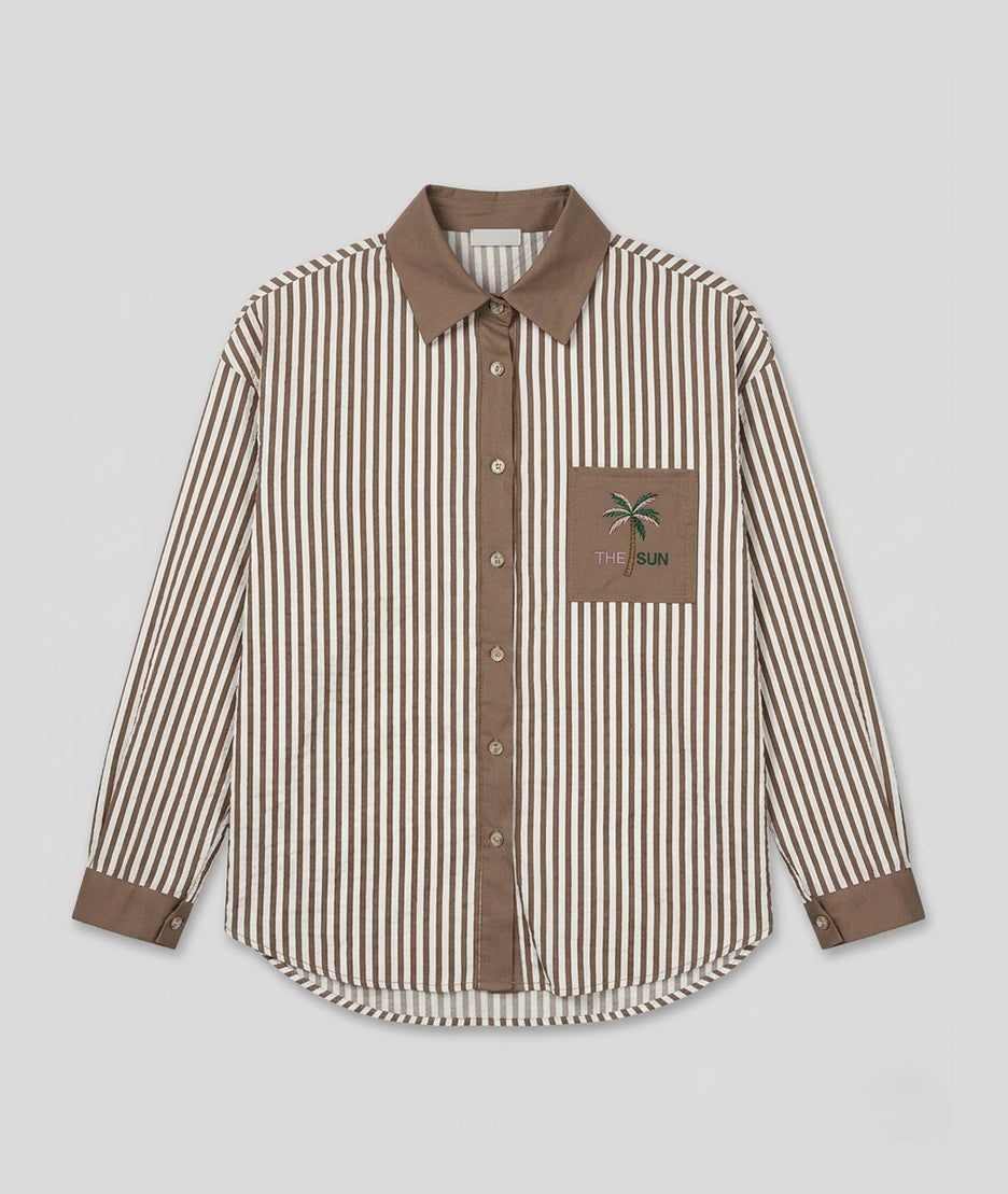 Chemise Camelia à rayures camel face